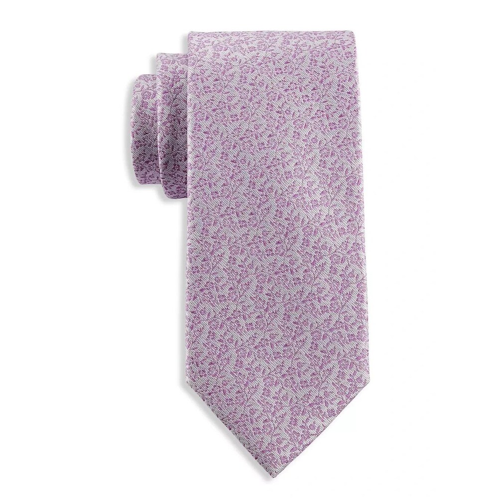 Michael Kors Men’s Linley Floral Silk Blend Tie Silver Pink Necktie NWT